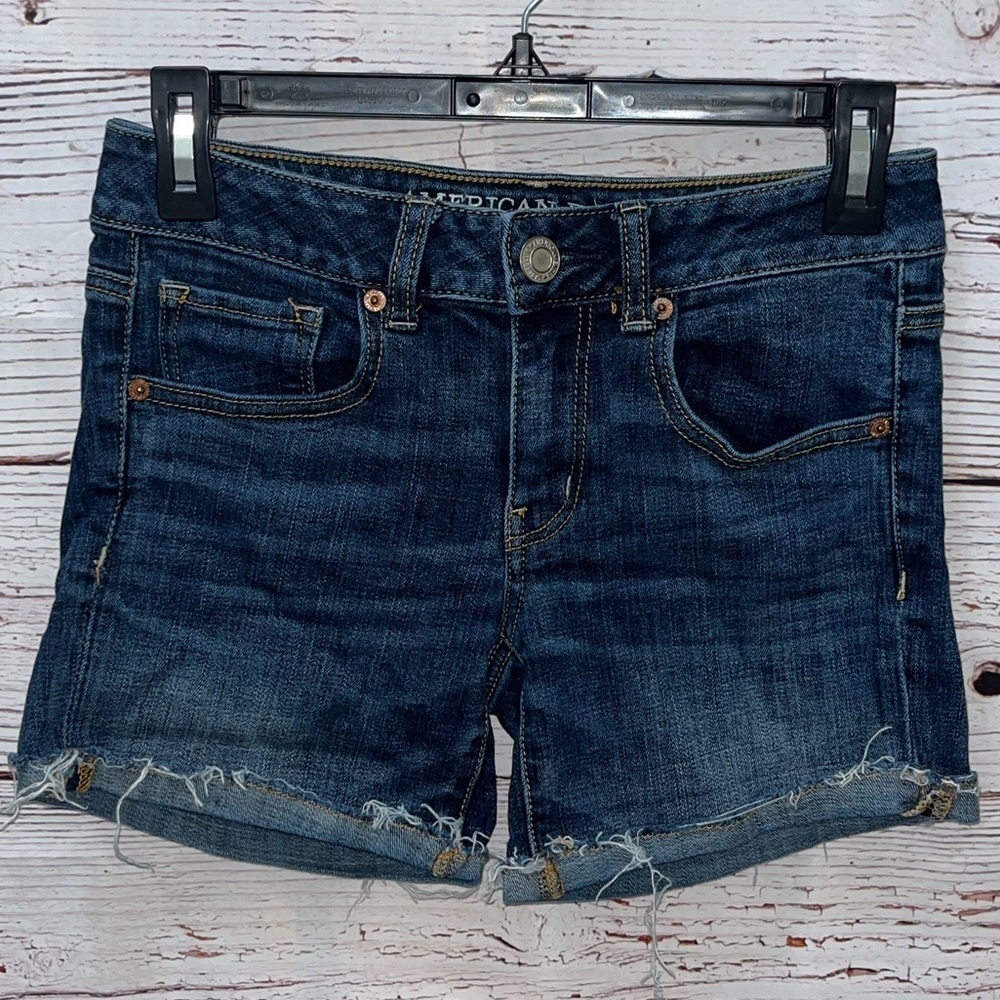 American Eagle Super Stretch MIDI Blue Jean Shorts